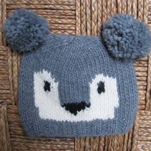 Koala Pom pom knit hat